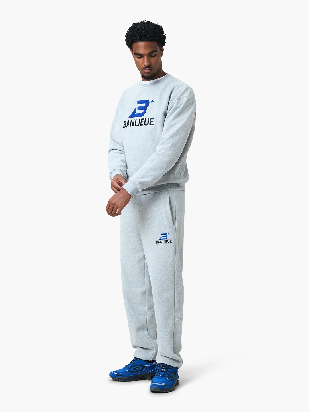 CHENILLE B+ SWEATER | HEATHER GREY / ROYAL BLUE - Image 3