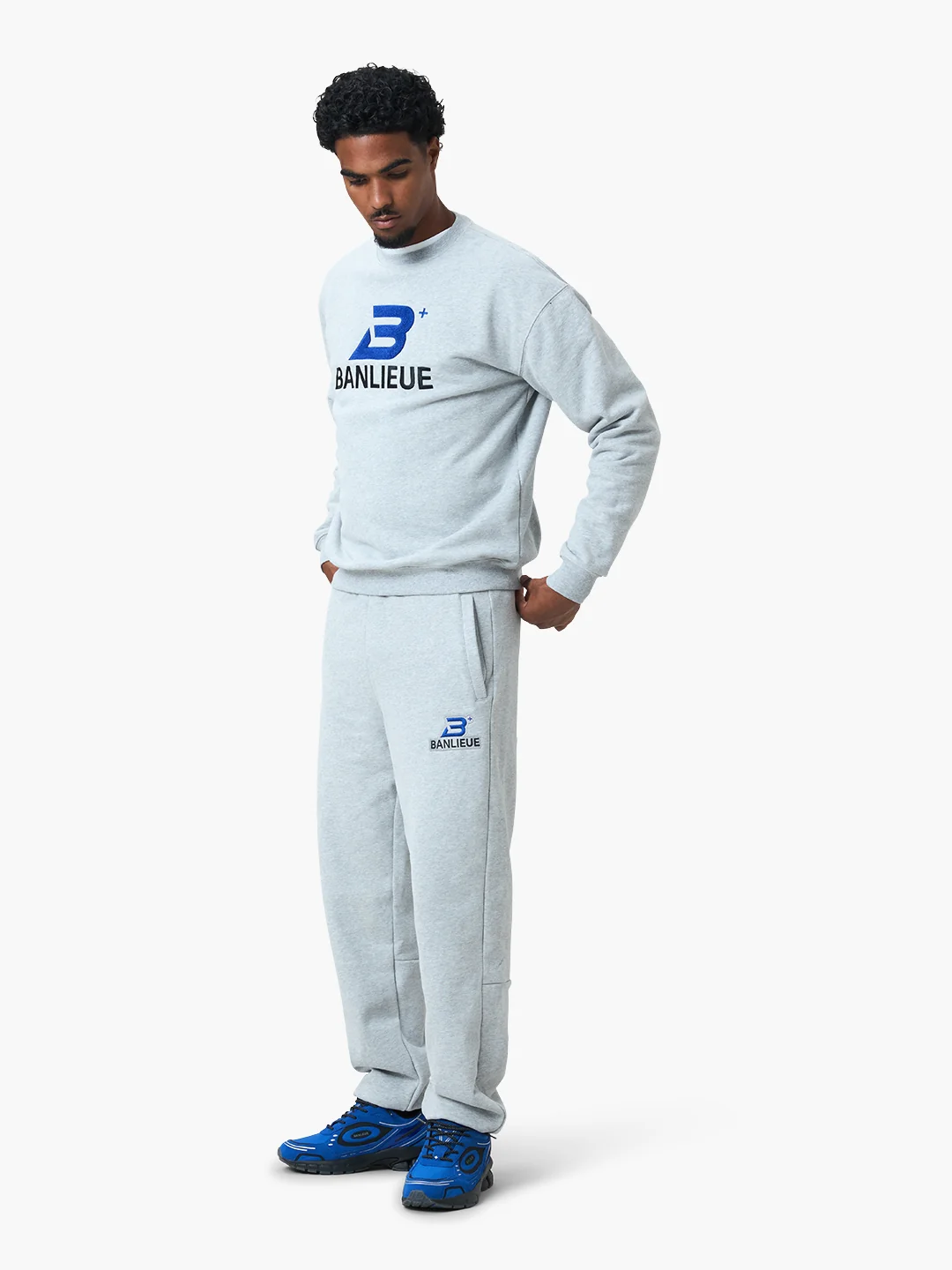 CHENILLE B+ SWEATER | HEATHER GREY / ROYAL BLUE - Image 4