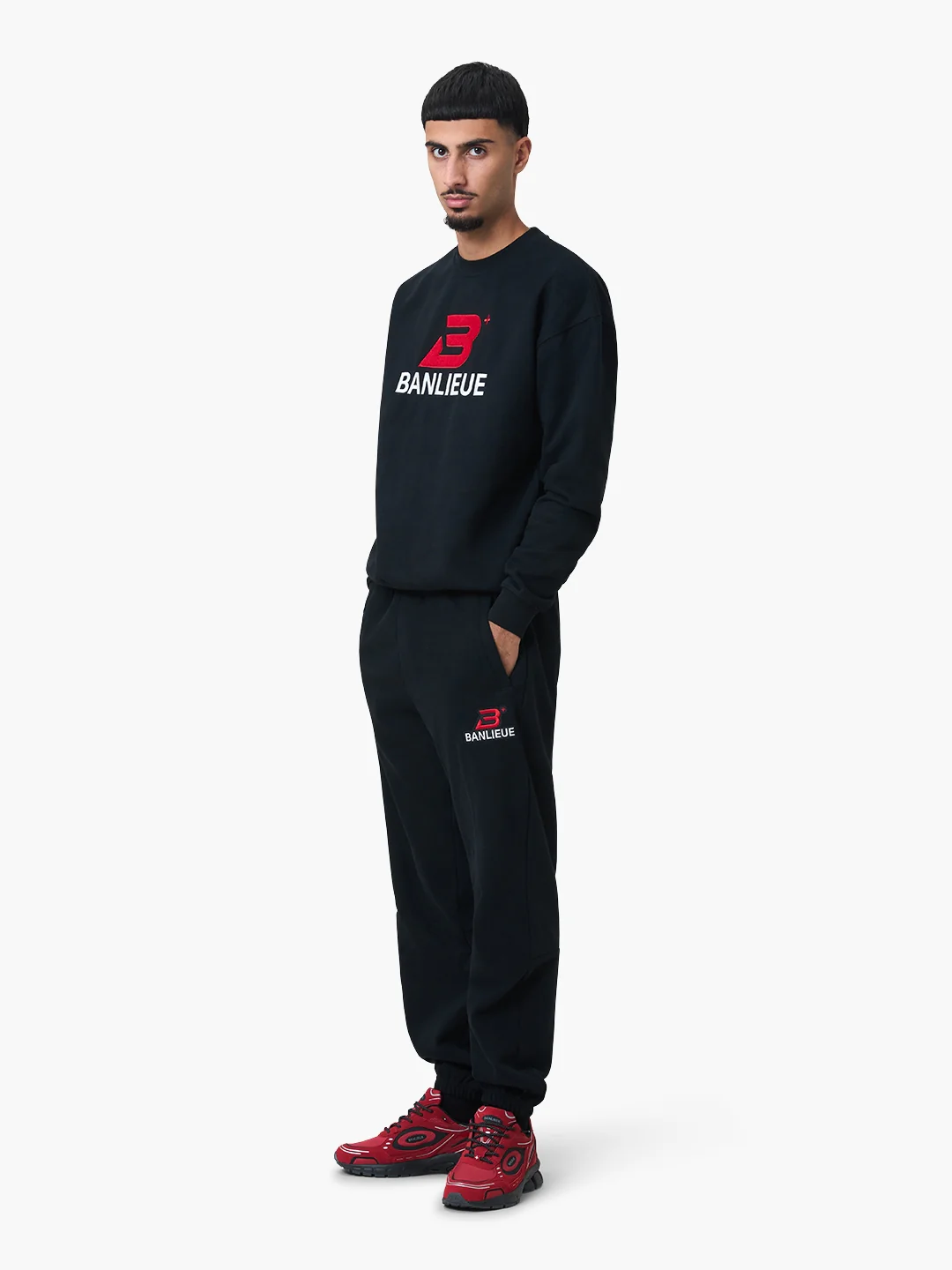CHENILLE B+ SWEATPANTS | BLACK / RED - Image 3