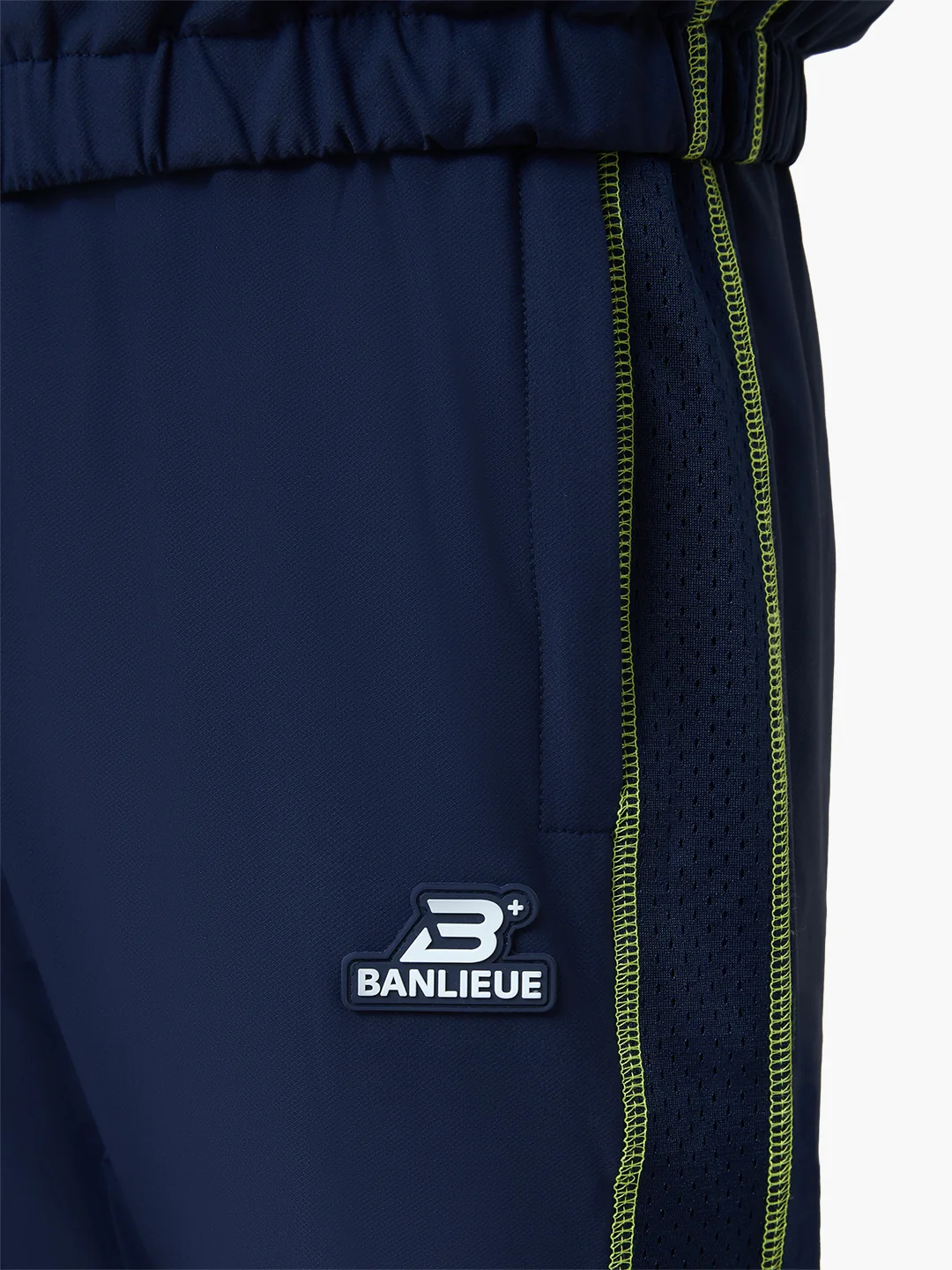 CONTRAST STITCH RETRO TRACKPANTS | NAVY / LIME - Image 3