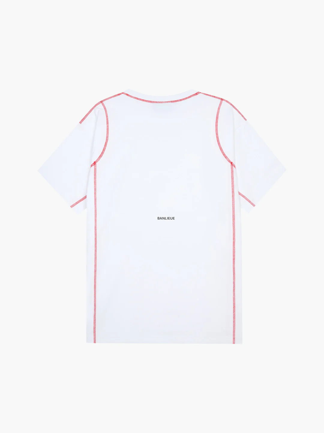 CONTRAST STITCH T-SHIRT | WHITE / RED - Image 3
